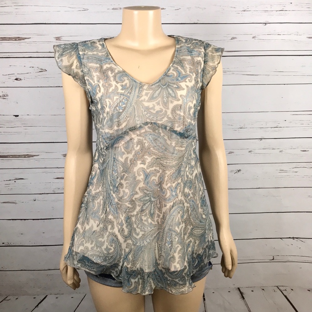 Matermite’ sheer teal maternity top size S